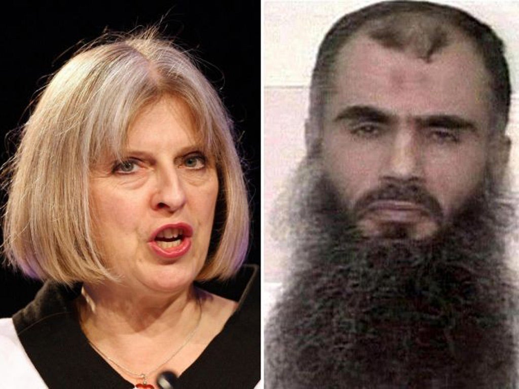 Theresa May (l) and Abu Qatada. The Home Secretary is again under fire for her handling of the deportation of the radical cleric.