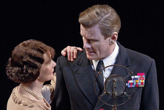 Charles Edwards as King George VI and Emma Fielding as Queen Elizabeth in the stage version of The King's Speech