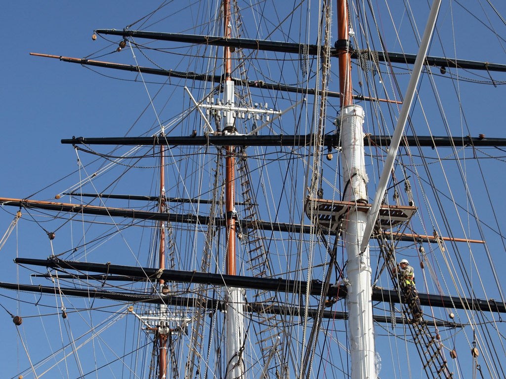 <b>The Cutty Sark</b> reopens to the
public on Thursday. The 19thcentury
clipper has been fully
restored after a fire ravaged it
in 2007