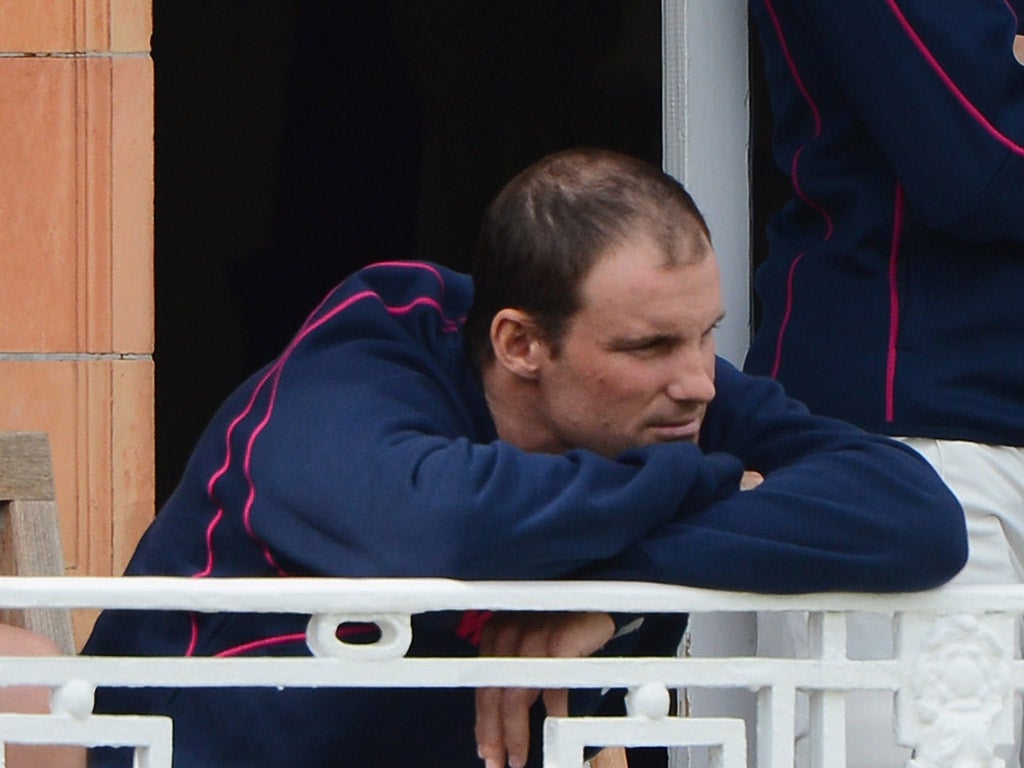 Lean times: Andrew Strauss was dismissed cheaply for a second time at Lord's