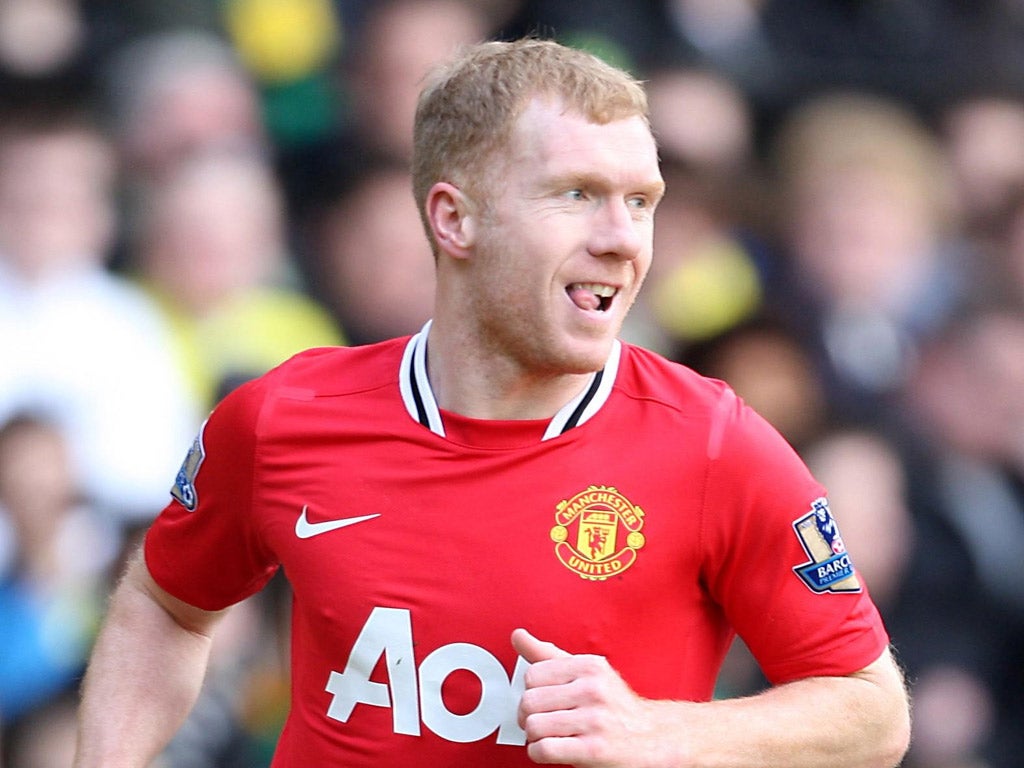 Midfield maestro: Since emerging from retirement Paul Scholes has galvanised United and must be in England's European Championship squad