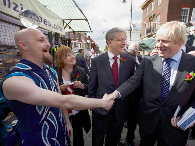 Boris meets voters in Romford market