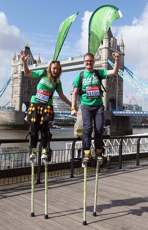 Completing the London Marathon was no tall order for Charley and George Phillips who instead want to complete it on stilts