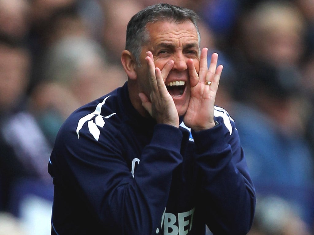 Bolton manager Owen Coyle shouts instructions to his players