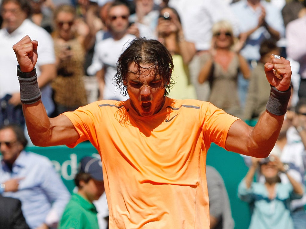 Rafael Nadal celebrates yesterday