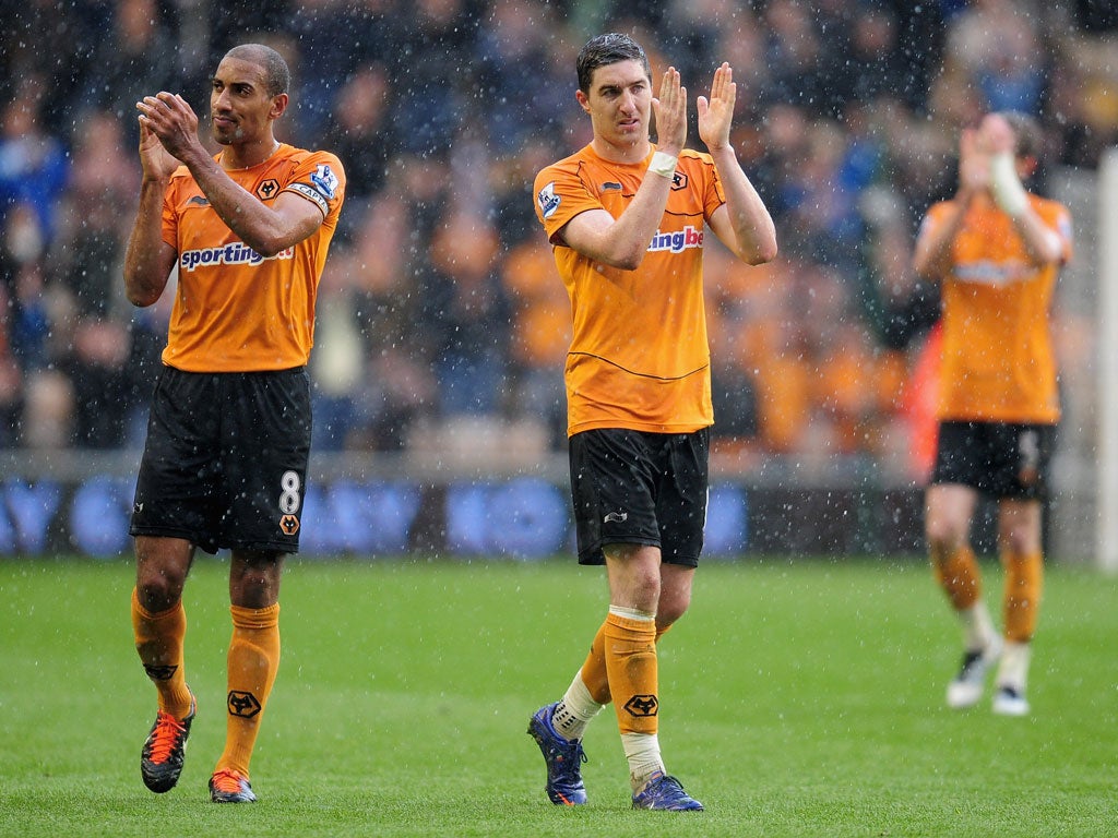 Wolves applaud their fans after relegation is confirmed