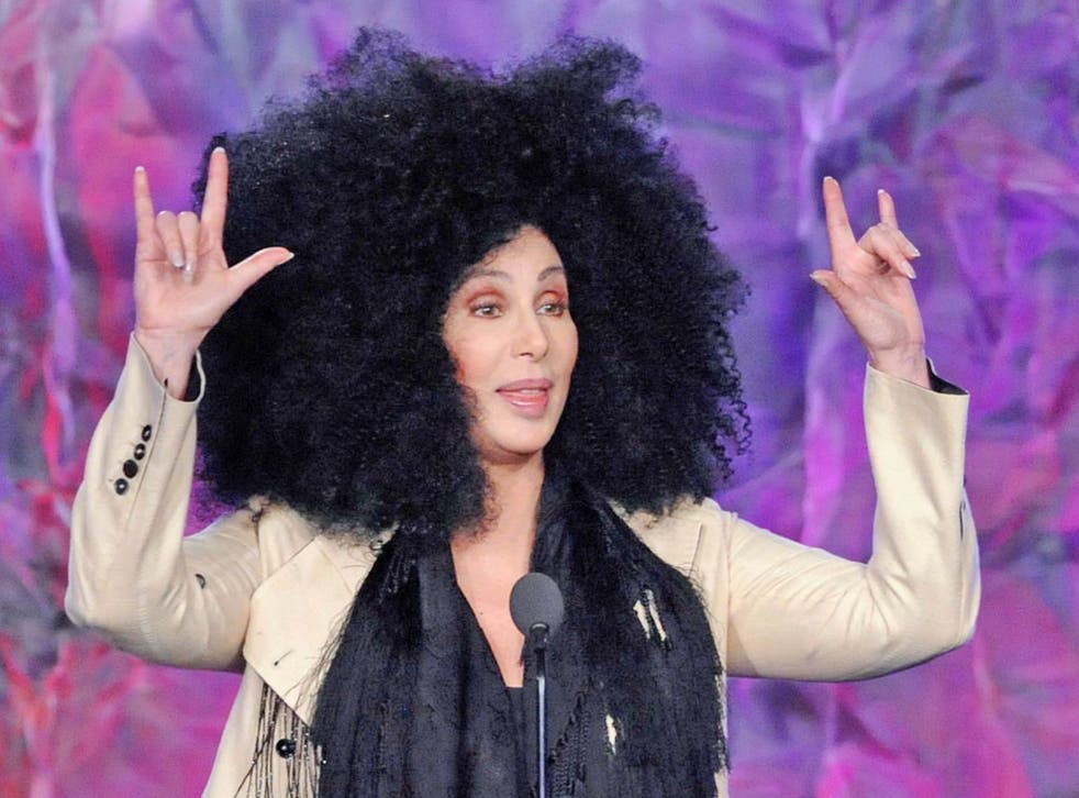 Cher presents the Stephen F. Kolzak Award at the GLAAD Media Awards in Los Angeles with a new look