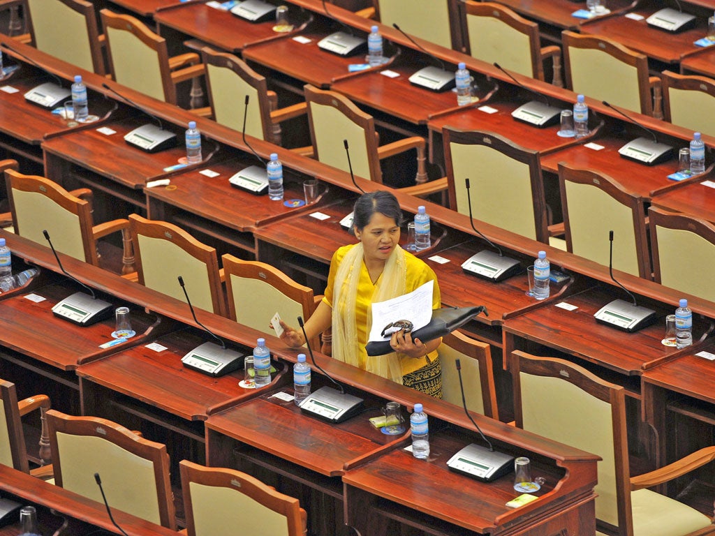 An empty-looking parliament in Naypyidaw yesterday