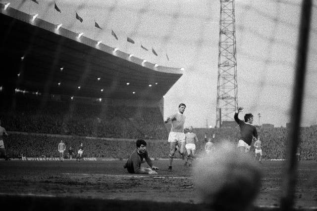 George Best scores against Manchester City on 27 March 1968