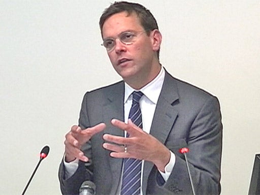 James Murdoch speaking at the Leveson Inquiry yesterday