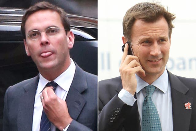 Left: James Murdoch arrives at the High Court in London to give evidence to the Leveson Inquiry. Right, the Culture Secretary Jeremy Hunt