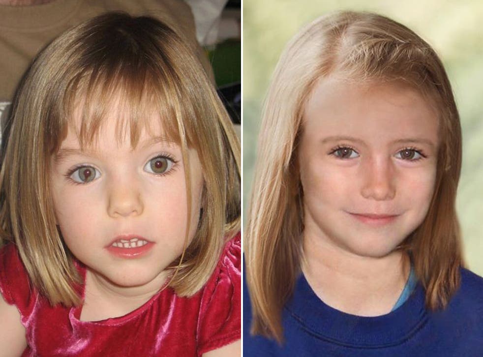 Madeleine McCann before her disappearance in 2007, and what she might now look like as a nine-year-old
