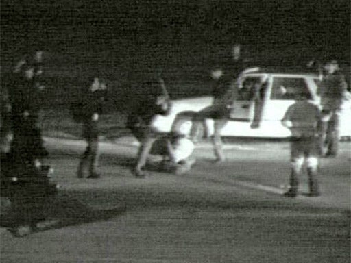 Video footage of LA police officers beating Rodney King in 1992