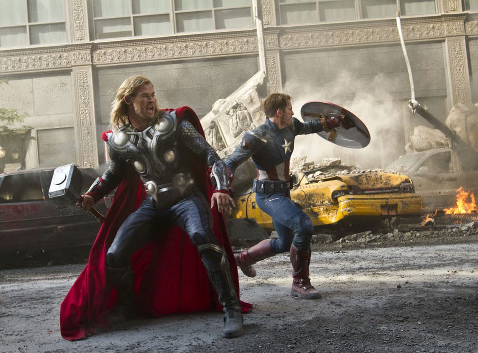 Death or glory: Chris Hemsworth (Thor) and Chris Evans (Steve Rogers/Captain America) in ‘Avengers Assemble’
