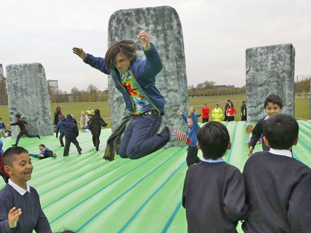 Jeremy Deller – Stonehenge as a bouncy castle.
The Turner Prize-winning artist has created an
inflatable that will travel around the UK