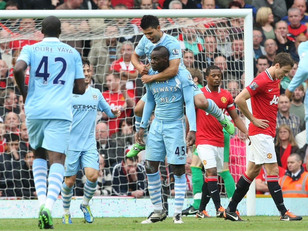 Manchester United 1 Manchester City 6 October 2011 A derby that will be remembered as long as these two clubs exist. In the headlines after it emerged fireworks had been set off in the bathroom of his Manchester mansion, Mario Balo
