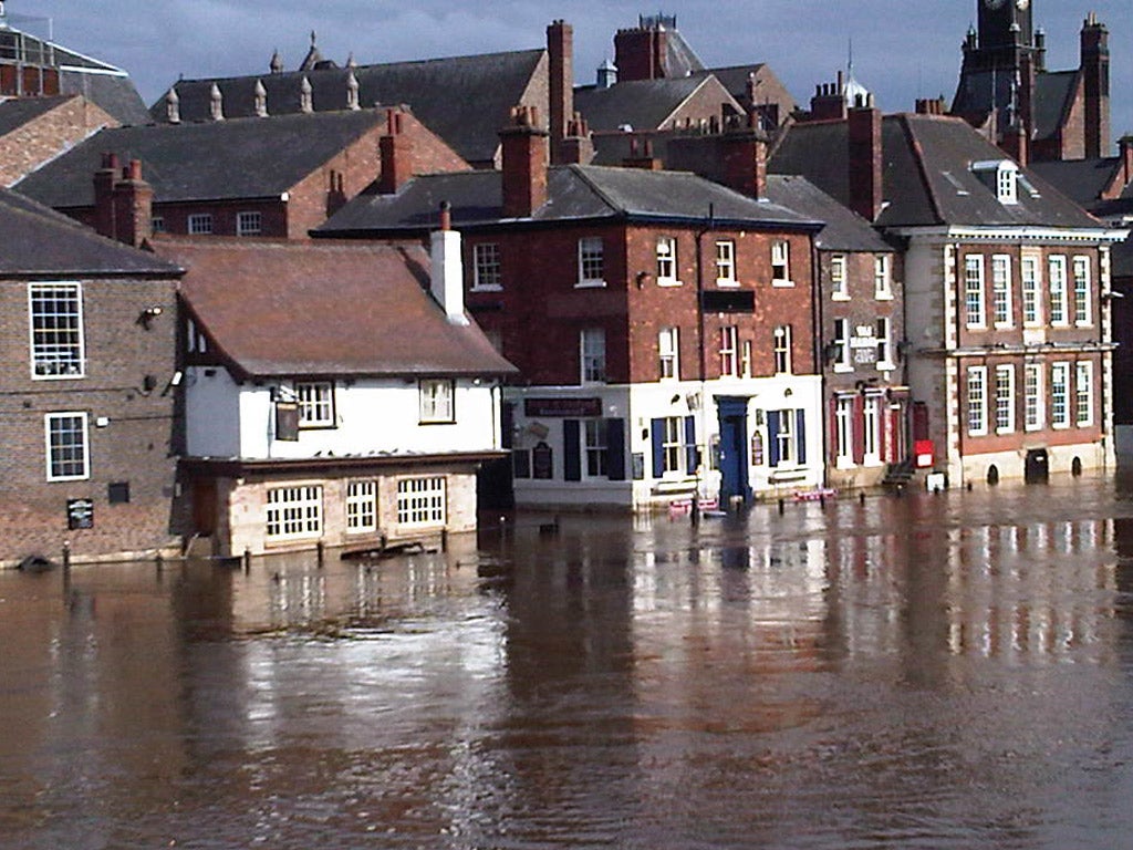 King's Staith in York centre flooded by the Ouse on a previous date.