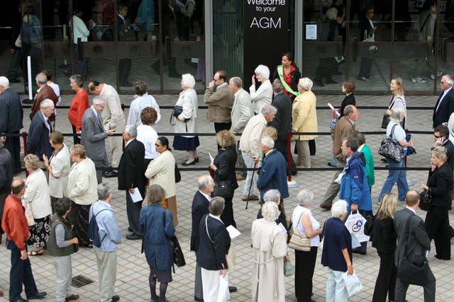 Do your homework: Shareholders queueing for an annual general meeting