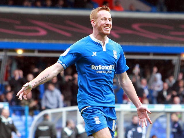 Birmingham City's Adam Rooney celebrates scoring his sides opening goal 