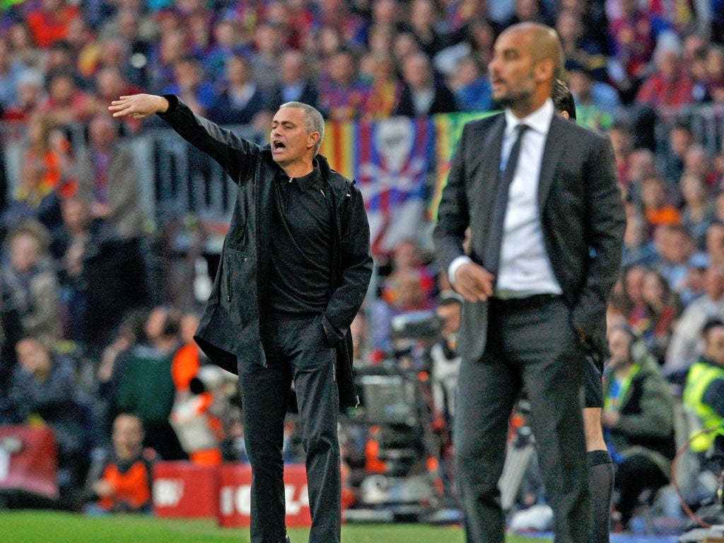 Real Madrid manager Jose Mourinho issues
instructions against Barcelona last week