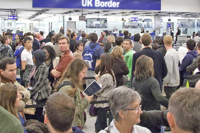Growing border this: the passport checking border control area of Heathrow's Terminal 5