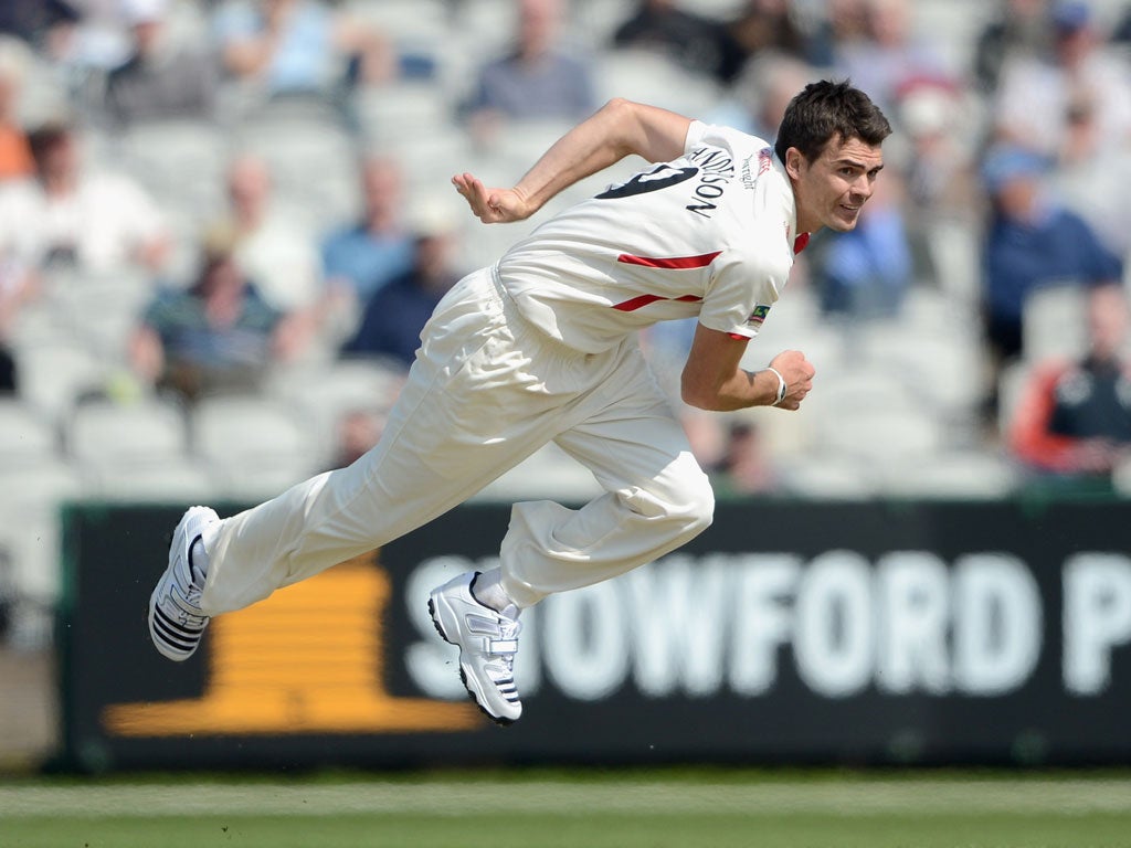 James Anderson in action for Lancashire