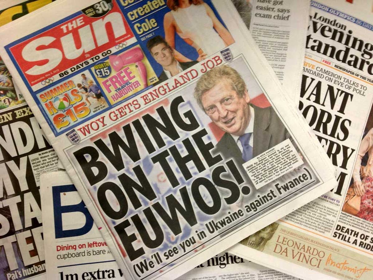 The Sun's Roy Hodgson 'Bwing on the Euwos' front page branded ...