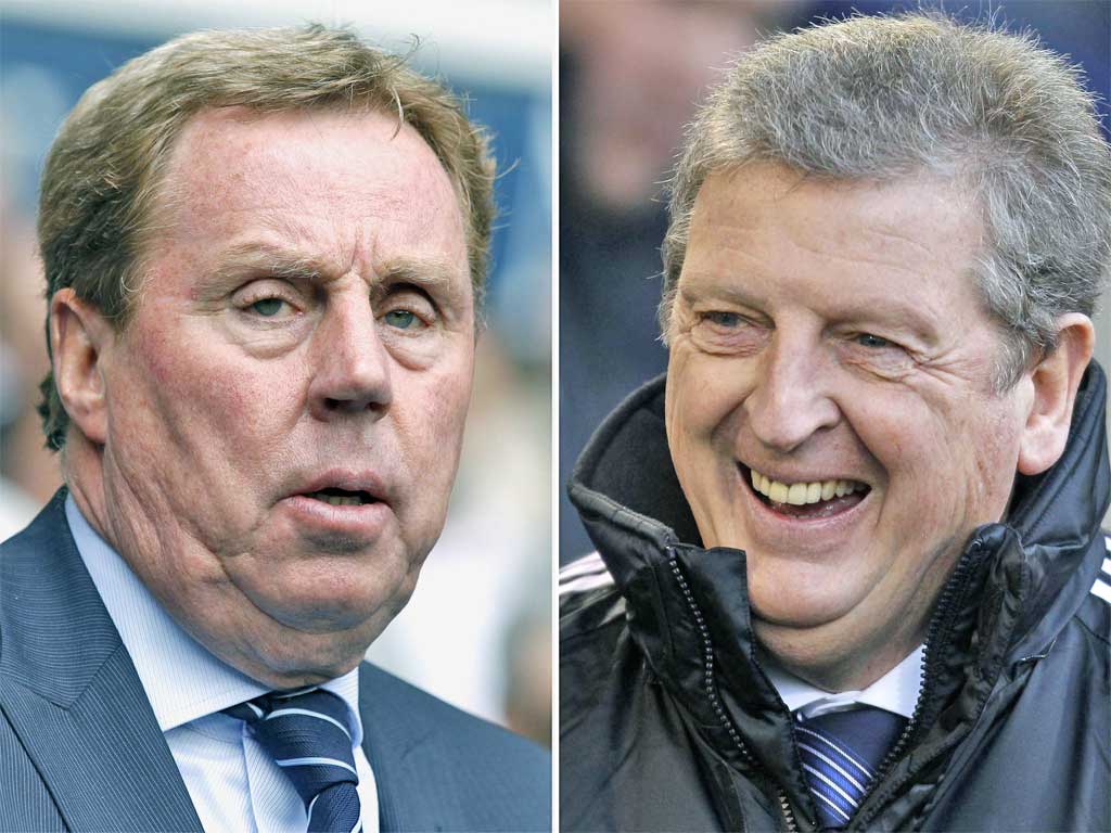 The manager insultingly ignored by the Football Association, Harry Redknapp (left) and the man it has instead chosen to lead England into the forthcoming Euro 2012 tournament, and the World Cup qualifying beyond, Roy Hodgson