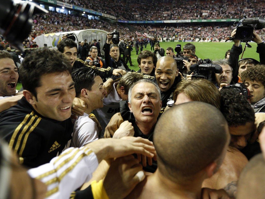 Mourinho joins in the celebrations