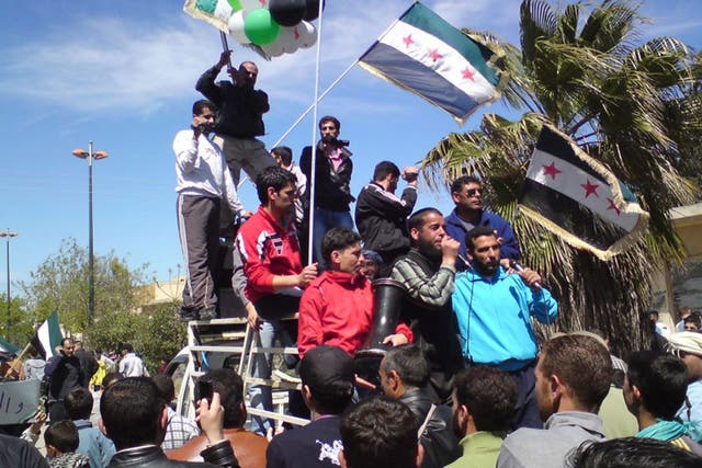 Staged or spontaneous?: Protest against President Bashar Al-Assad in Syria last month