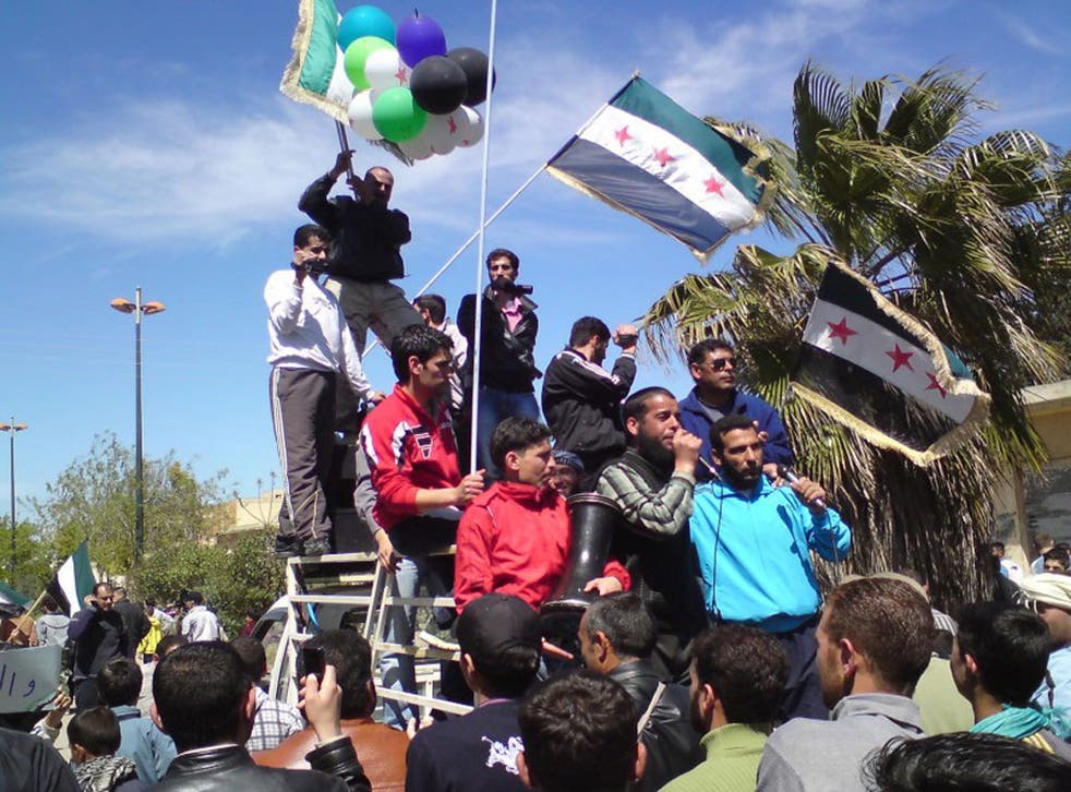 Staged or spontaneous?: Protest against President Bashar Al-Assad in Syria last month