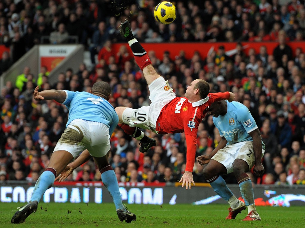 Rooney's spectacular overhead kick in the Manchester derby in February 2011