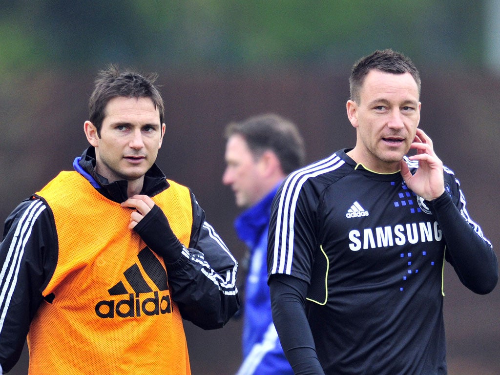 John Terry and Frank Lampard pictured training for Chelsea