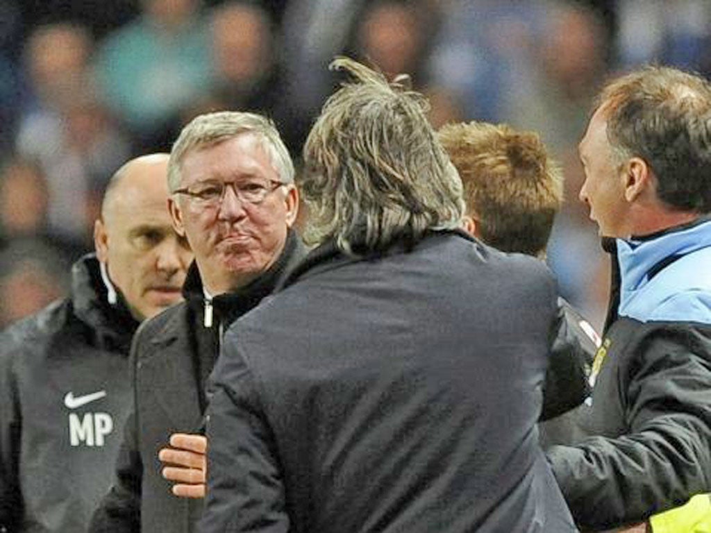 Seeing his men stripped of their aura, Sir Alex Ferguson was reduced to a tantrum with Roberto Mancini