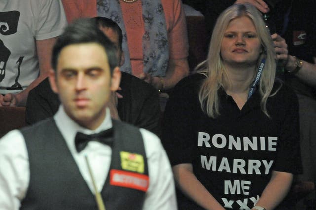 Ardent fans of Ronnie O'Sullivan turned out to watch him play
Matthew Stevens at the Crucible yesterday