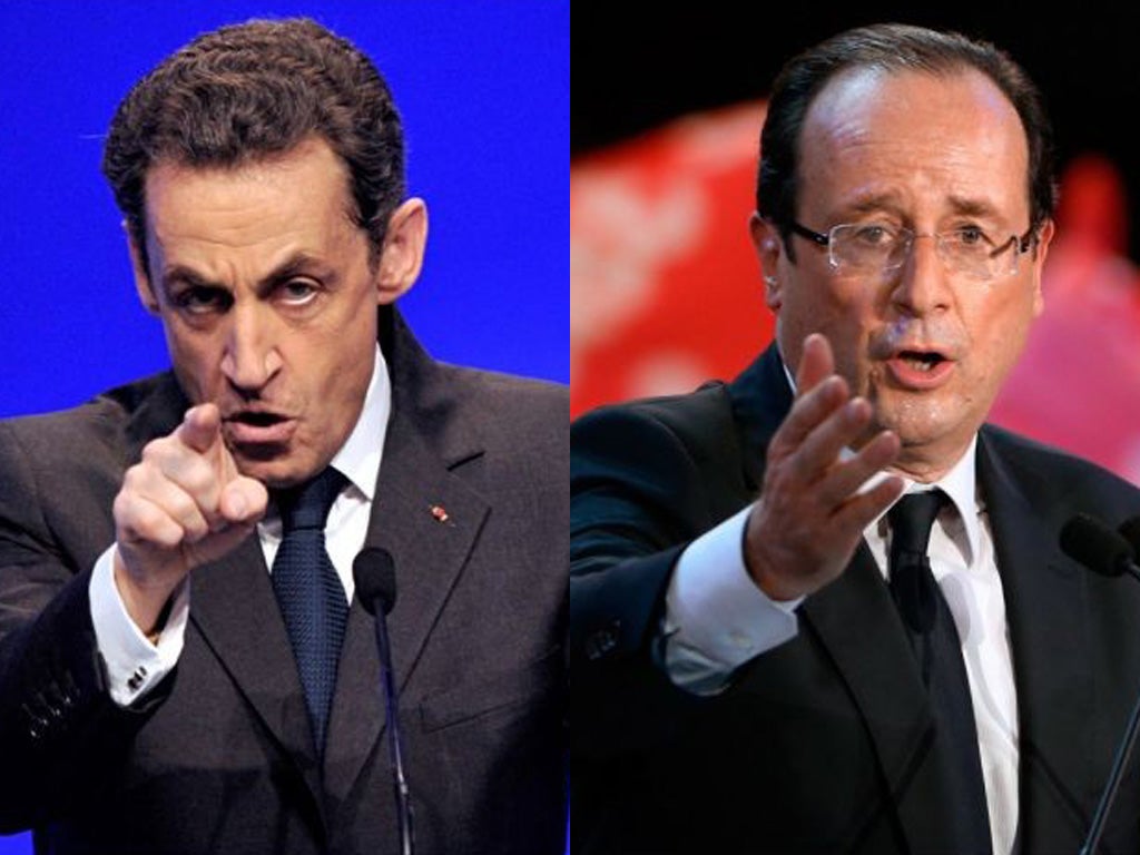 President Nicolas Sarkozy (left) and his rival François Hollande