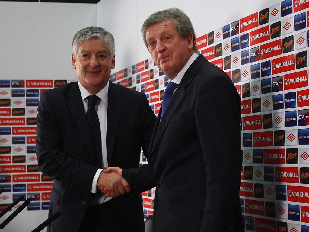 Shake it up: Roy Hodgson (right) would have been more suited to heading England's new National Football Centre
