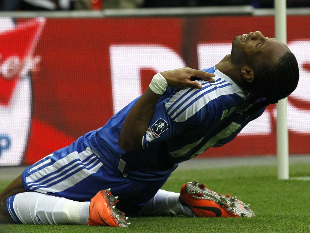 Didier Drogba celebrates Chelsea's second goal