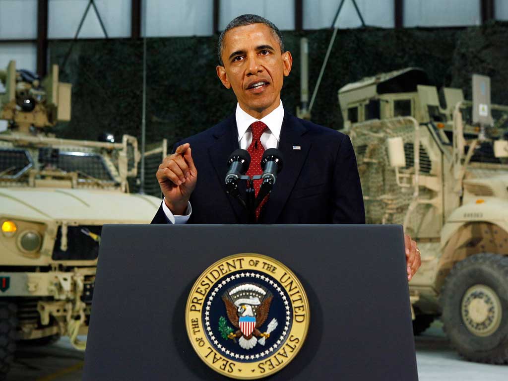 Barack Obama in Afghanistan last week