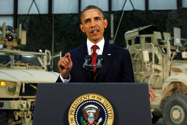 Barack Obama in Afghanistan last week