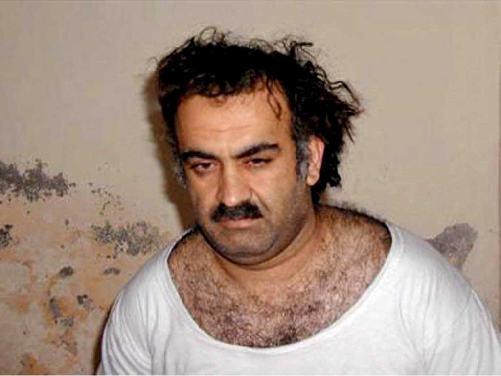 On Trial: Khalid Sheikh Mohammed shortly after his capture