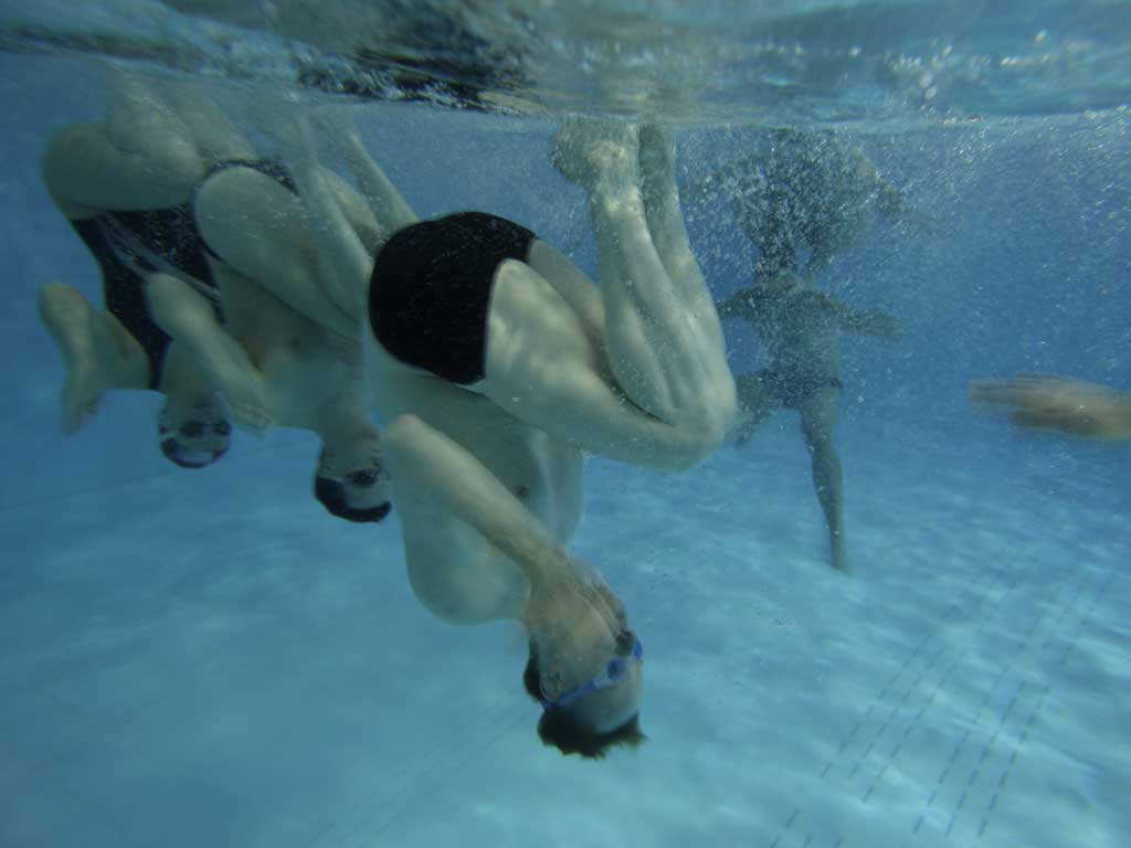 Members of the Out to Swim Angels during a practice session in Victoria, central London