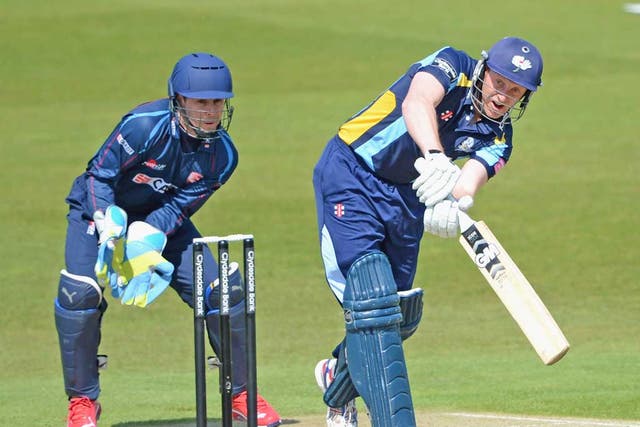 Yorkshire’s Andrew Gale hits out during the Pro40 fixture against Kent at Headingley yesterday
