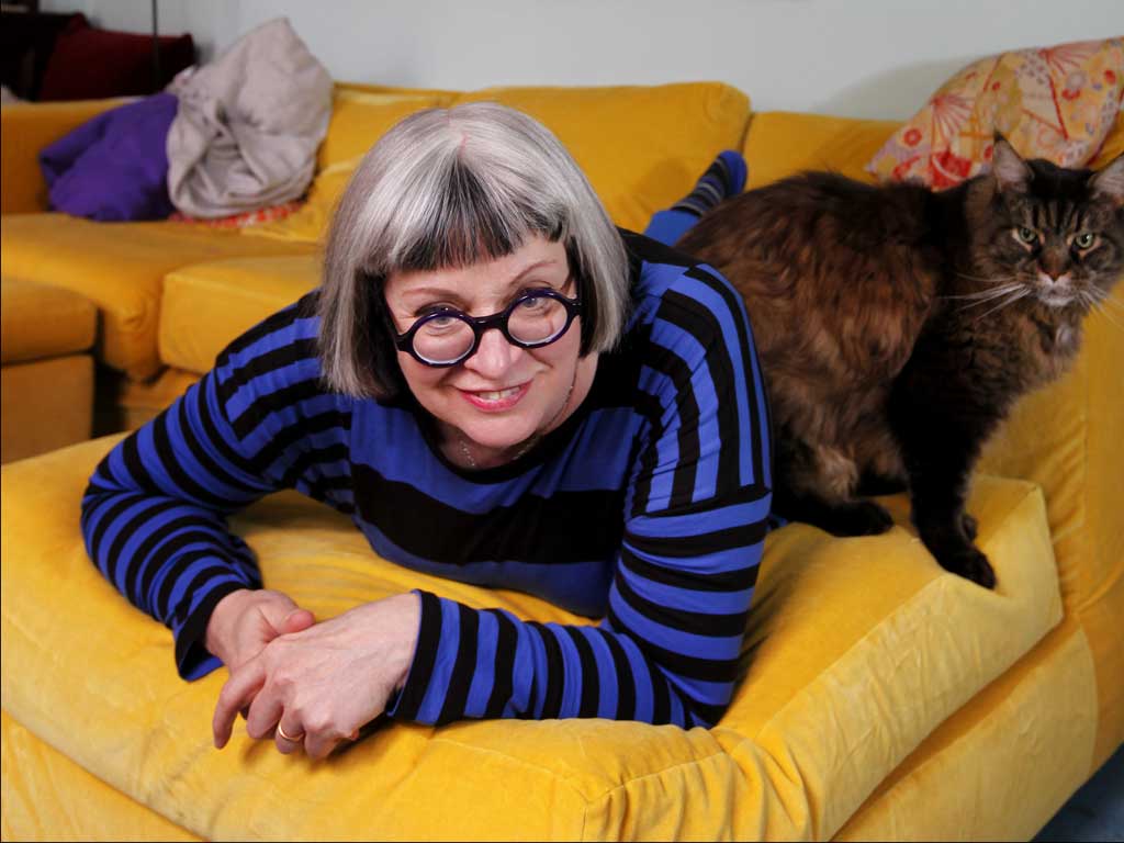 Talking cure: Philippa Perry with cat Baddie in the London home she shares with the artist Grayson Perry