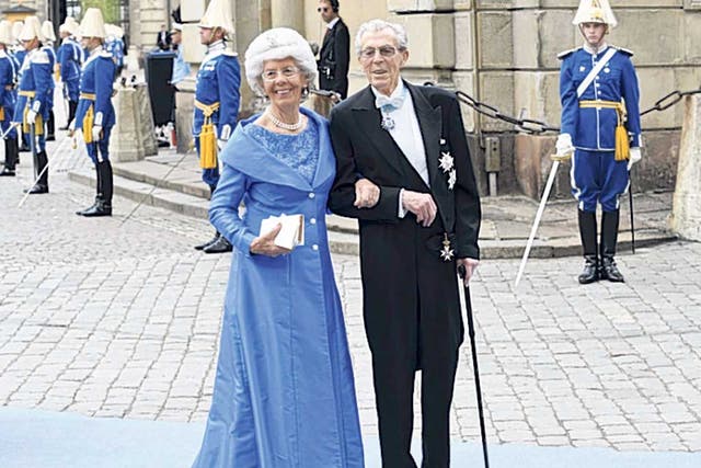 Bernadotte and his second wife, Gunilla, in Stockholm in 2010 