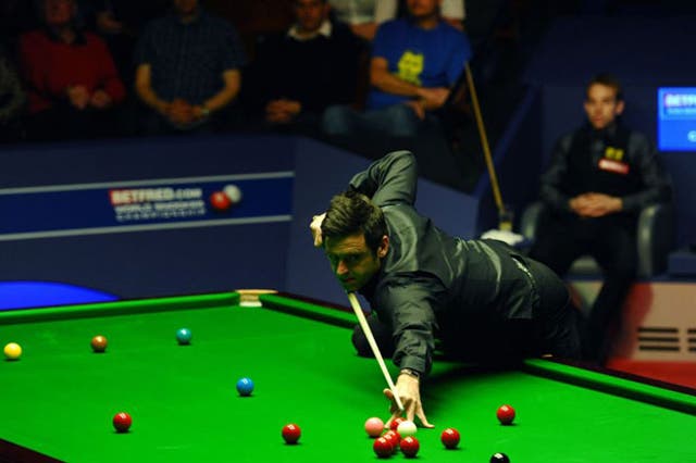 Ronnie O'Sullivan playing at the Crucible today
