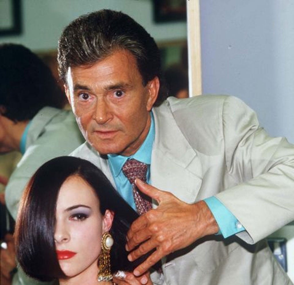 Sassoon works his magic on a model in 1988
