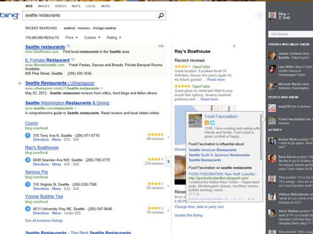 Bing's new look introduces elements from Facebook
