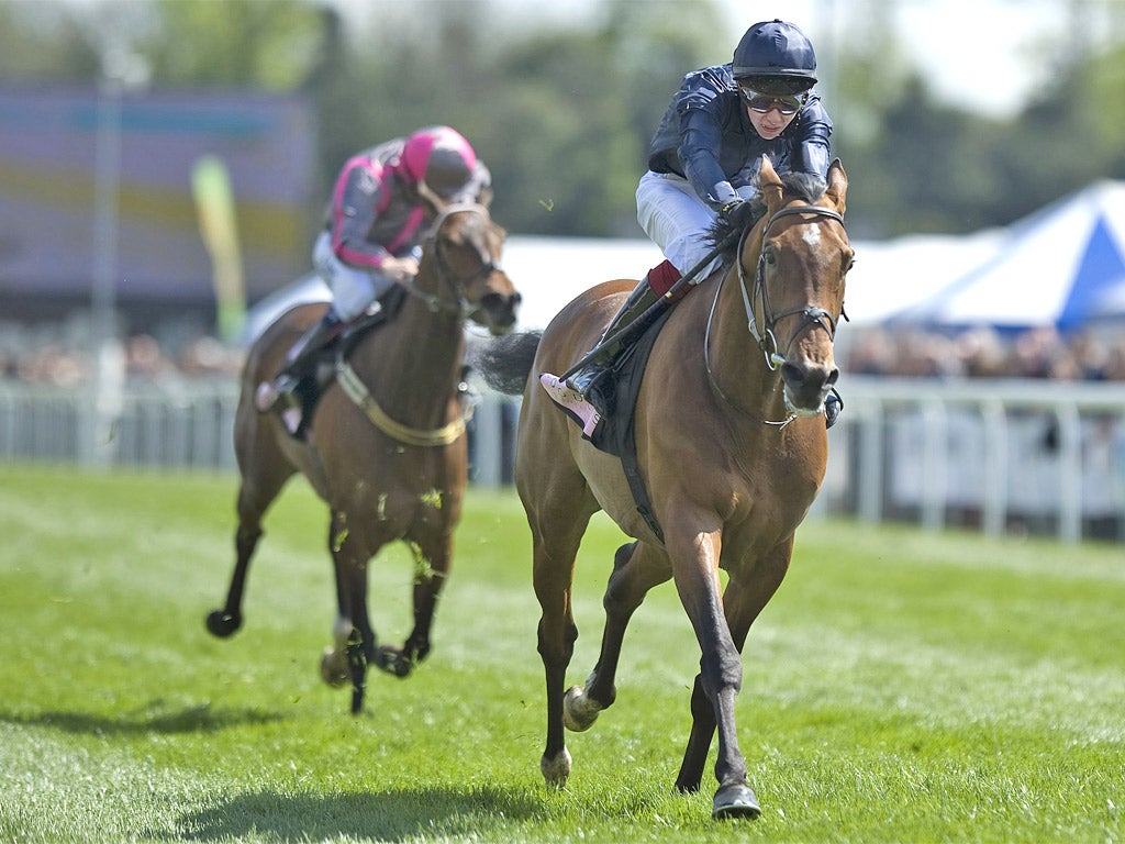 Joseph O'Brien rides Memphis Tennessee to victory in the Ormonde Stakes at Chester yesterday