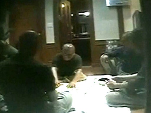 Footage of the monks was taken by a camera hidden in the hotel